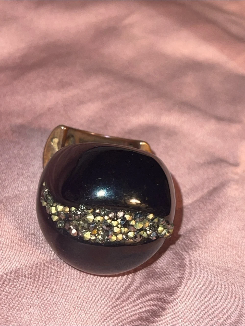 Black and Gold bling ring shaped like crescent